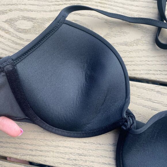 NWT aerie black push up wired padded bra 32D swim bikini top - Picture 9 of 10
